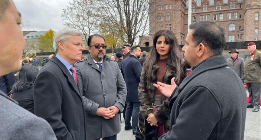 A brief discussion regarding Afghanistan’s current situation during the Remembrance Day event in the Queen’s park with His Excellency Baxter Hunt Consul General of the United States in Toronto